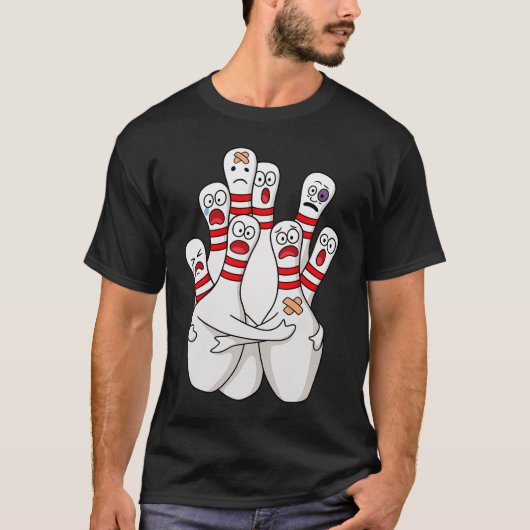 Bowling Bang Pins Grappige Bowler T-shirt (Voorkant)
