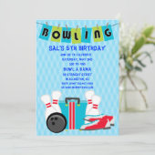 Bowling Banner Birthday Party Uitnodiging (Staand voorkant)