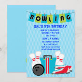 Bowling Banner Birthday Party Uitnodiging (Voorkant / Achterkant)