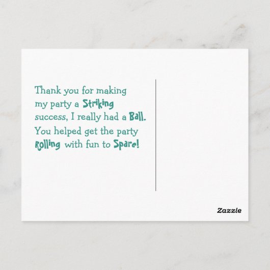 Bowling Bedankt Briefkaart (Achterkant)