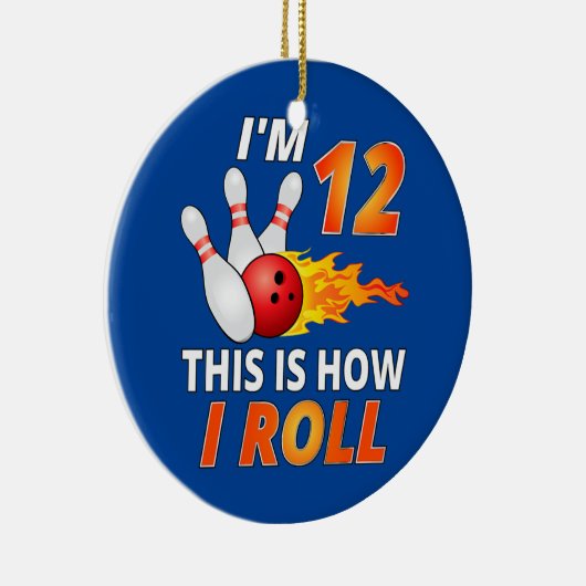 Bowling Birthday 12 jaar oude jongen Funny Bowler Keramisch Ornament (Rechts)