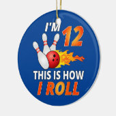 Bowling Birthday 12 jaar oude jongen Funny Bowler Keramisch Ornament (Links)