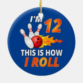 Bowling Birthday 12 jaar oude jongen Funny Bowler Keramisch Ornament (Achterkant)
