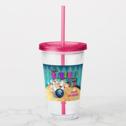 Bowling Birthday 16oz Tumbler - Meisje Acryl Drinkbeker (Voorkant)