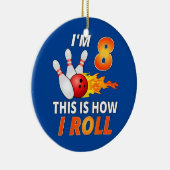 Bowling Birthday 8-jarig jongetje Funny Bowler Gir Keramisch Ornament (Rechts)