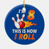 Bowling Birthday 8-jarig jongetje Funny Bowler Gir Keramisch Ornament (Achterkant)