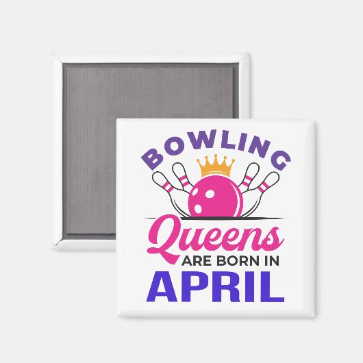 Bowling Birthday April Women Girls Bowler Magneet (Voorkant / Achterkant)
