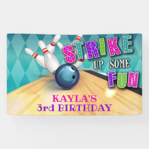Bowling Birthday Banner - Girl