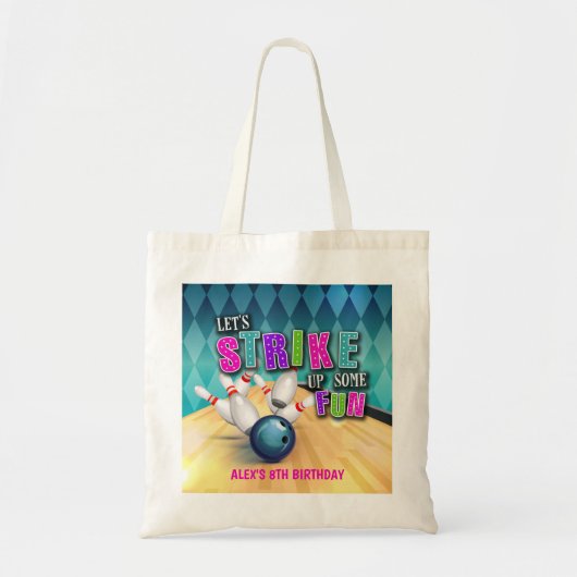 Bowling Birthday Canvas tas - Girl (Voorkant)