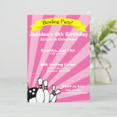Bowling Birthday Card Uitnodiging (Staand voorkant)