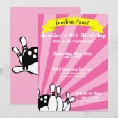 Bowling Birthday Card Uitnodiging (Voorkant / Achterkant)