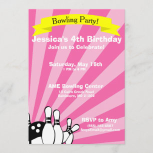 Bowling Birthday Card Uitnodiging
