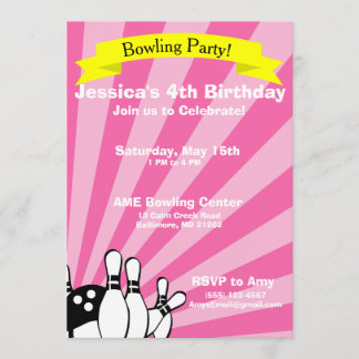 Bowling Birthday Card Uitnodiging