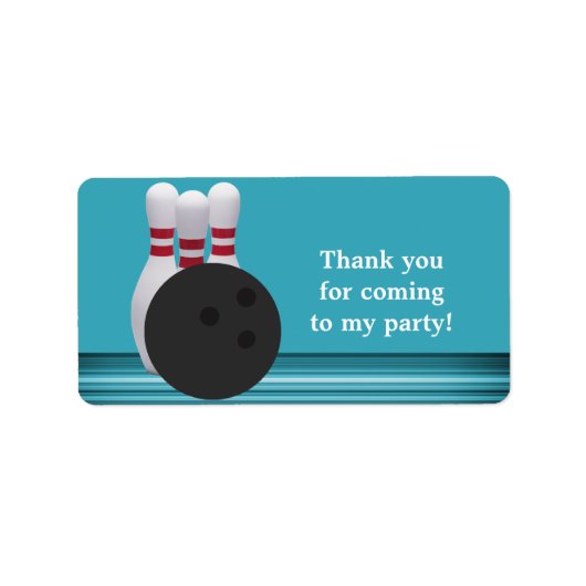 Bowling Birthday Favor Label (Voorkant)