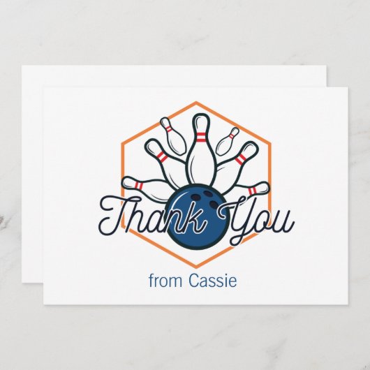 Bowling Birthday Hartelijk dank Bedankkaart (Voorkant / Achterkant)