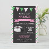 Bowling Birthday Invitation 1st Birthday Party Kaart (Staand voorkant)