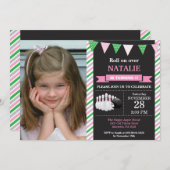 Bowling Birthday Invitation 1st Birthday Party Kaart (Voorkant / Achterkant)