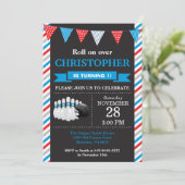 Bowling Birthday Invitation 1st Birthday Party Kaart (Staand voorkant)