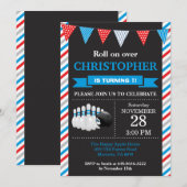 Bowling Birthday Invitation 1st Birthday Party Kaart (Voorkant / Achterkant)