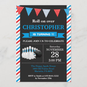 Bowling Birthday Invitation 1st Birthday Party Kaart