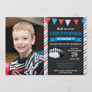 Bowling Birthday Invitation 1st Birthday Party Kaart