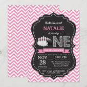 Bowling Birthday Invitation 1st Birthday Party Kaart (Voorkant / Achterkant)