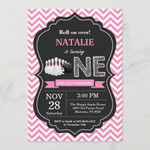 Bowling Birthday Invitation 1st Birthday Party Kaart