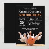 Bowling Birthday Invitation Birthday Party Oranje Kaart (Voorkant / Achterkant)