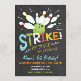 Bowling Birthday Invitation Blue Oranje Boy Kaart