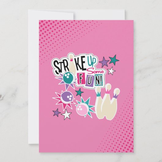 Bowling Birthday Invitation for Girls Kaart (Achterkant)