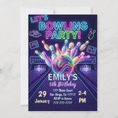 Bowling Birthday Invitation Strike Up Some Fun Kaart (Voorkant)