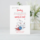 Bowling Birthday invitation template editable Bedankkaart (Staand voorkant)