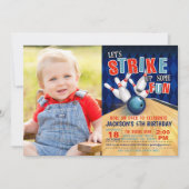 Bowling Birthday Invitation with Photo - Boy Kaart (Voorkant)