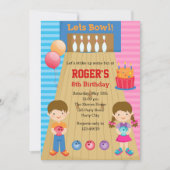 Bowling Birthday Invitations (Boy Girl Twins) Kaart (Voorkant)