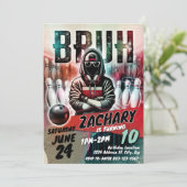 Bowling Birthday Invite Party | BRUH YOU IN Kaart (Staand voorkant)