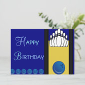 Bowling Birthday Kaart (Staand voorkant)