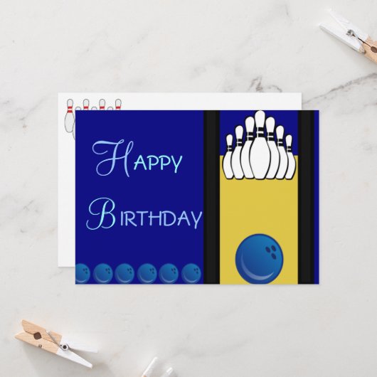 Bowling Birthday Kaart (Voorkant / Achterkant in situ)