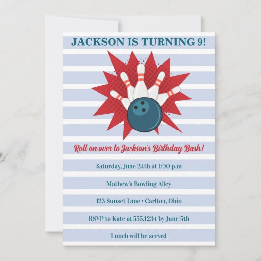 Bowling Birthday Kaart (Voorkant)