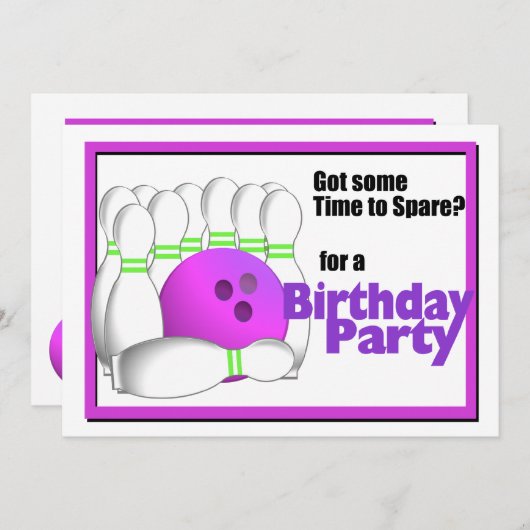 Bowling Birthday Kaart (Voorkant / Achterkant)