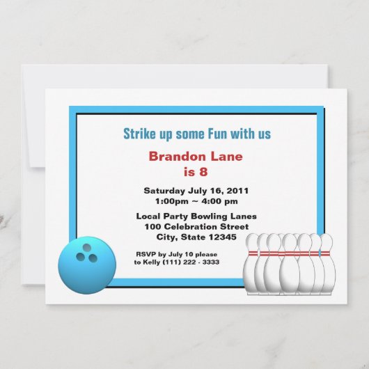 Bowling Birthday Kaart (Achterkant)