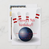 Bowling Birthday-kaart Kaart (Voorkant / Achterkant)