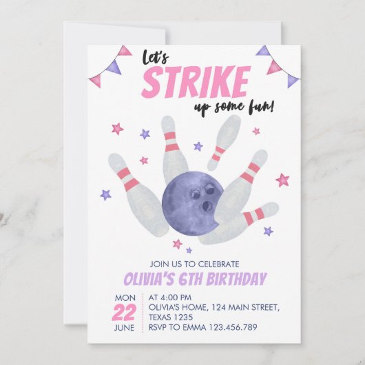 Bowling Birthday nodigt uit om wat plezier op te d Kaart (Voorkant)