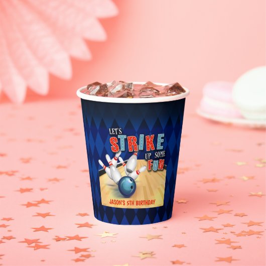 Bowling Birthday Paper Cup - Jongen Papieren Bekers (Insitu)