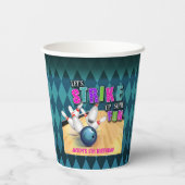 Bowling Birthday Paper Cup - Meisje Papieren Bekers (Achterkant)