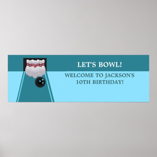 Bowling Birthday Party Banner Poster (Voorkant)