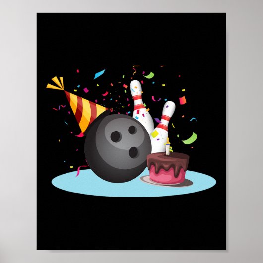 Bowling Birthday Party Bowling Party Happy Birthda Poster (Voorkant)
