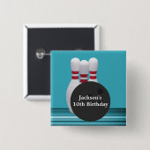Bowling Birthday Party Button (Voorkant /achterkant)