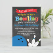 Bowling Birthday Party - Chalkboard Kaart (Staand voorkant)