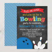 Bowling Birthday Party - Chalkboard Kaart (Voorkant / Achterkant)