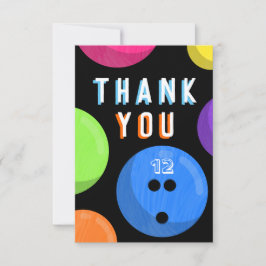 Bowling Birthday Party Cosmic Bowling Neon Blue Bedankkaart